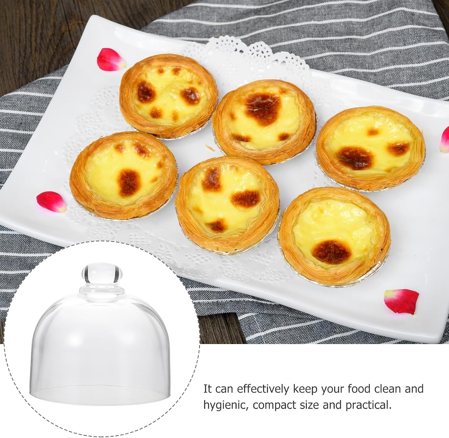 ULTNICE 3.7 Inch Glass Cake Dome With Knob Handle - Round Cake Lid, Display Stand, Serving Platter, Cheese Dish Holder