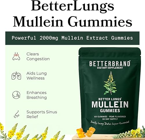 Miniatura 2 de Betterbrand BetterLungs - Gomitas de musgo marino de 1600 mg de musgo marino irlandés orgánico para pulmón y sistema inmunológico, 1000 mg de vejiga