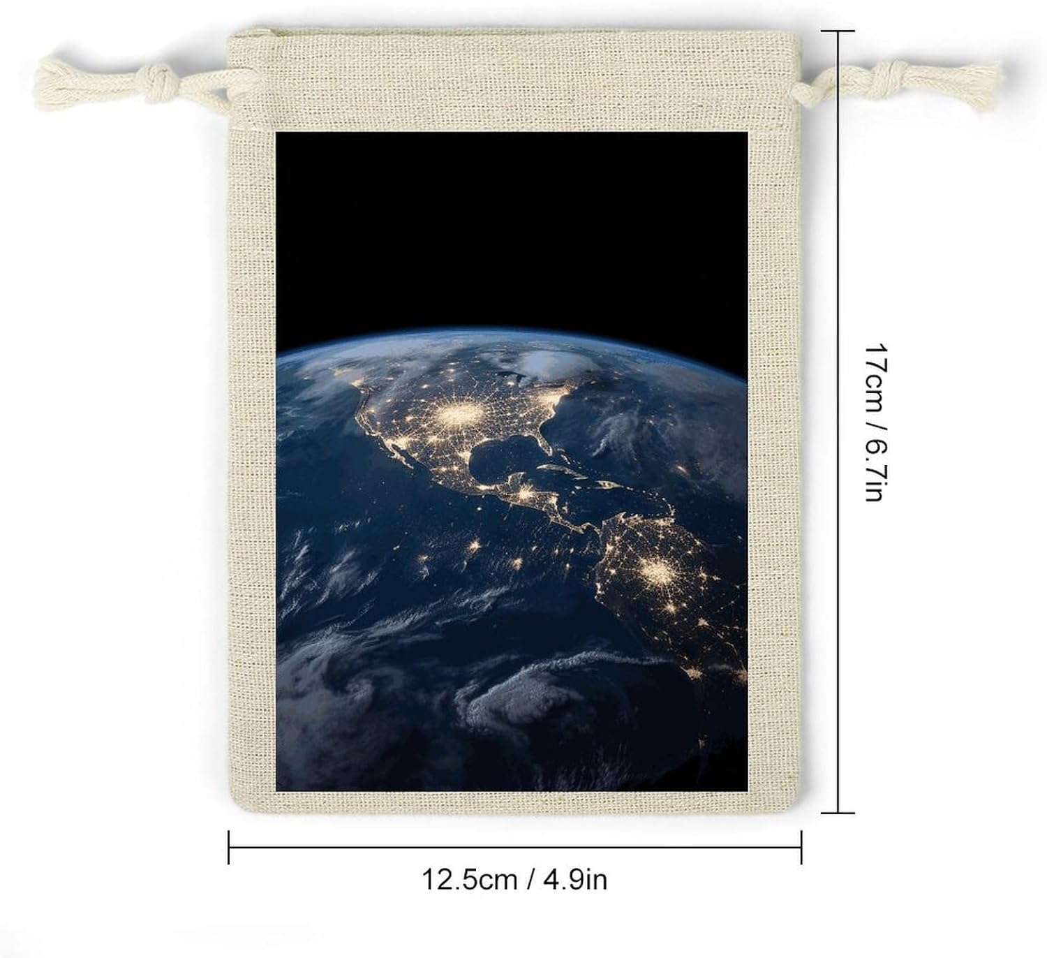 FekiLoot Earth from The Outer Space Cotton Linen Drawstring Bags Pack of 8 image 2