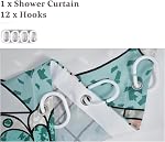 Rideau de douche vert de jardin, Rideau de bain coloré papillon floral Set pour salle de bains, Modern Design Plant Rideau de baignoire en tissu avec crochets, 183x183cm
