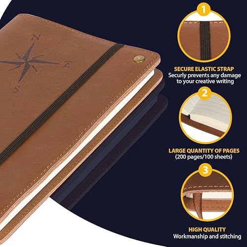 Miniatura 10 de The Tree Of Life - Diario de cuero real, correa elástica, 200 páginas rayadas, 6 x 8.5 pulgadas, diario, cuaderno de cuero para escribir