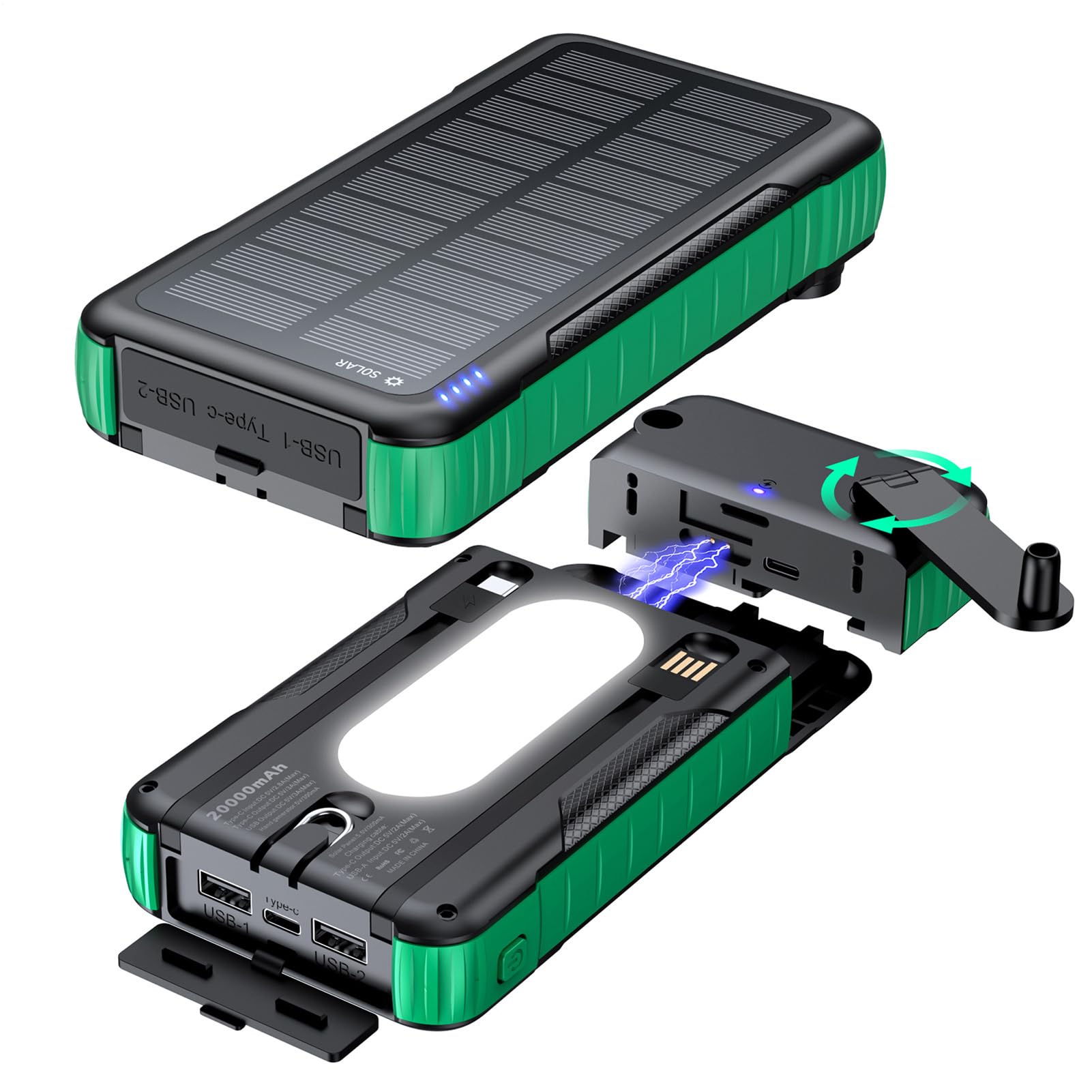 Power Bank Solaire 20000mAh Pack de Batterie de Survie