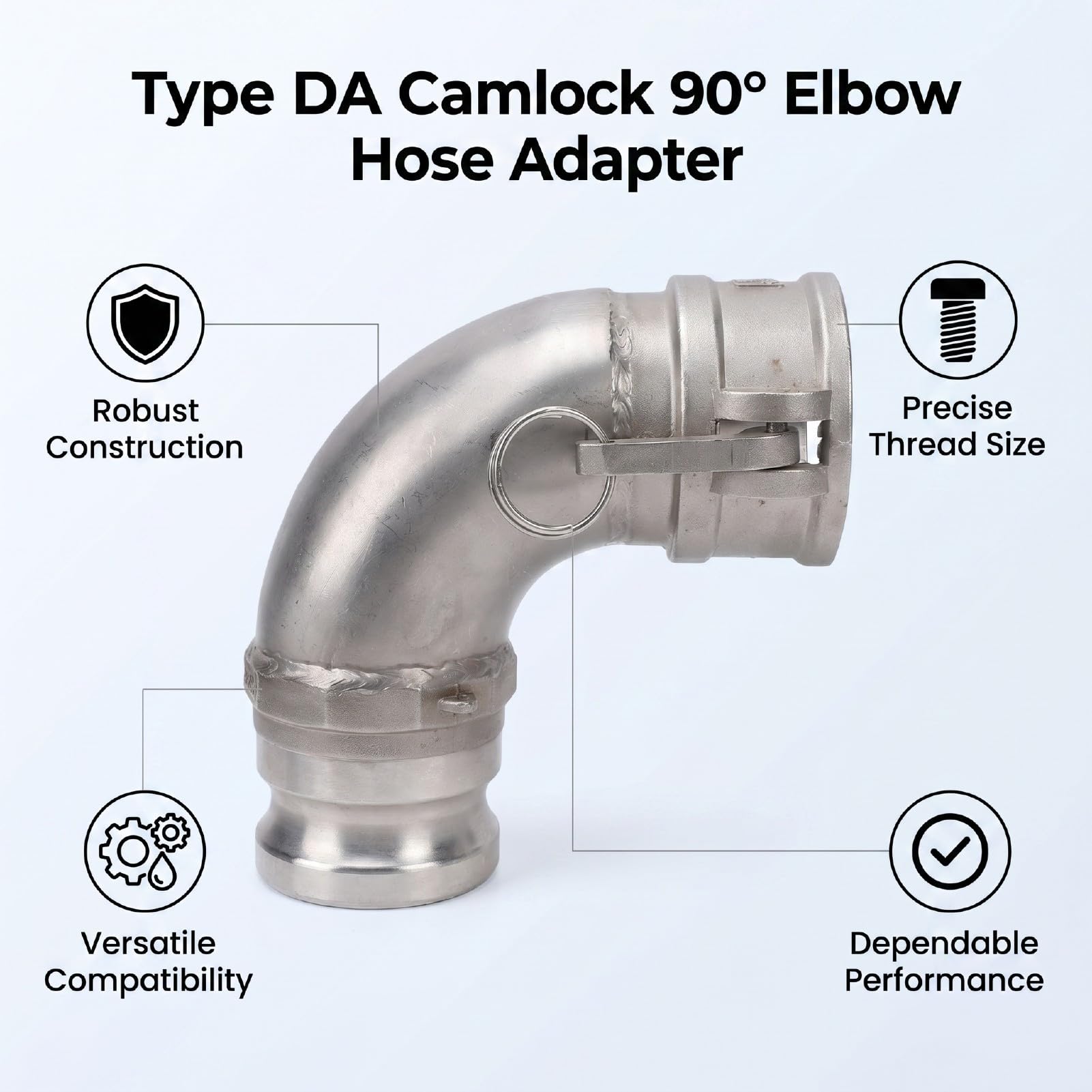 Generic Accesorio de Manguera Tipo DA Camlock Duradero para Construcción de Carreteras, Conector de Rosca Macho Hembra de 2,5 Pulgadas de Acero Inoxidable