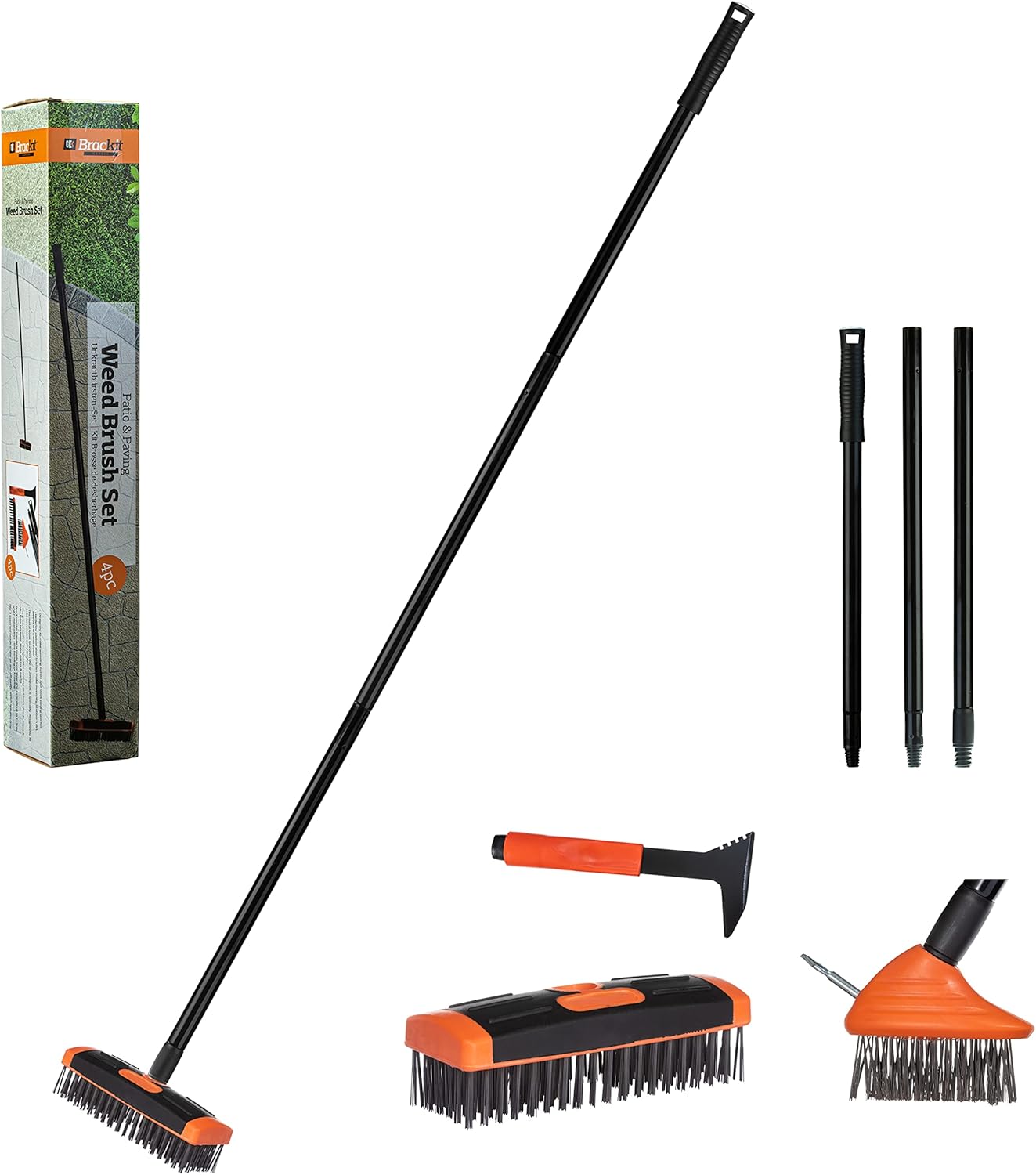 Weed Removal Brush, Block paving weeding tool Set with Metal Broom