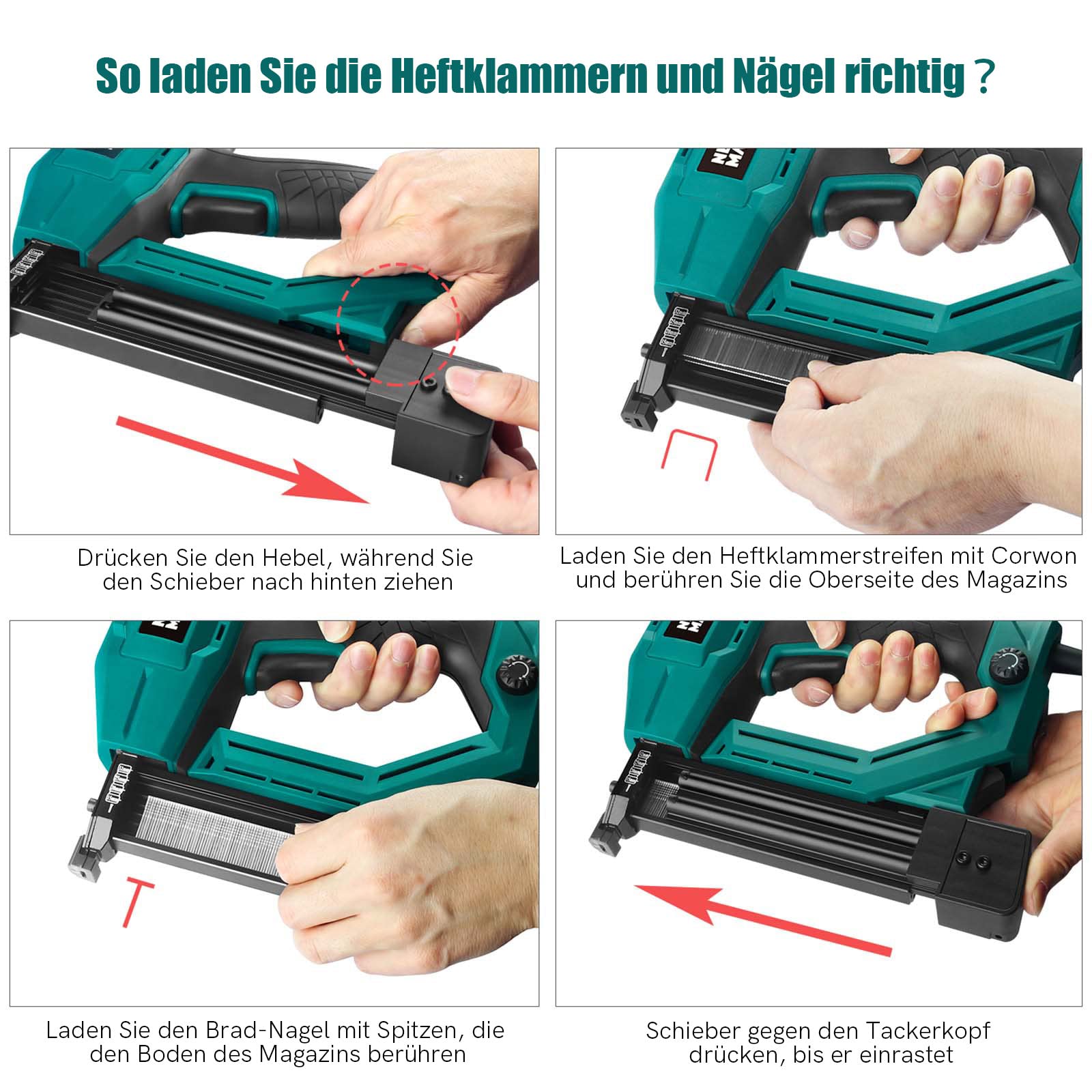 Elektrotacker,NEU MASTER tacker NTC0040 für Polsterei, Textilien befestigen und Holzbearbeitung Projekte, enthält 200pcs19mm Klammern und 800pcs 15/20mm Nägel