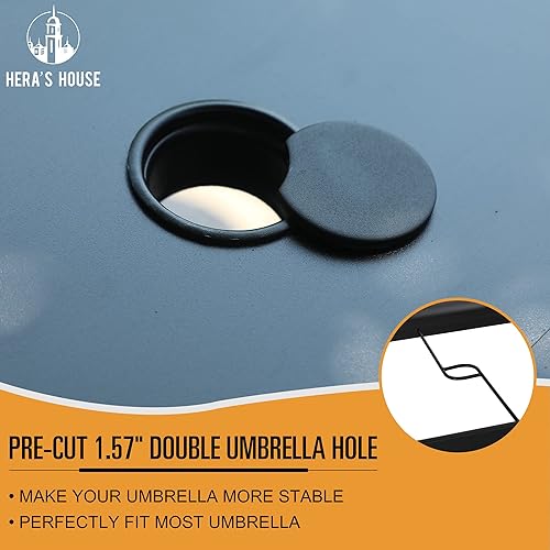 Miniatura 4 de HERAS HOUSE Juego de comedor de patio de 7 piezas juego de muebles de exterior para 6 6 sillas de comedor de ratán con respaldo alto 1 mesa