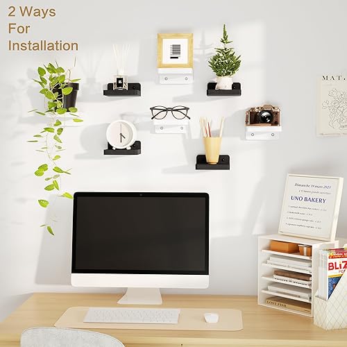 Miniatura 4 de SRIWATANA Small Floating Shelves Wall Mounted, 4 Inch Wood Shelf for Decoration and Storage Set of 8, Mini Display Shelf for Bedroom, Bathroom,