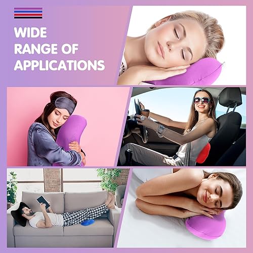 Miniatura 7 de Soaoo 4 almohadas cilíndricas de microperlas para el cuello, almohada cilíndrica de tubo suave y blando, para dormir, sofá, cama, hogar, viajes,