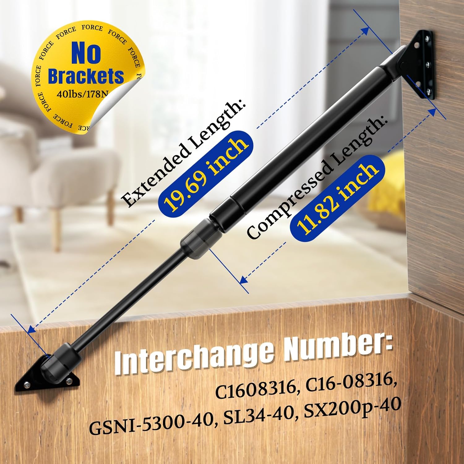 C16-08316 ML14-40 20 inch 40lb Gas Strut, C1608316 RV Door Shocks, SX200p-40 40 lbs Lift Spring for Motorhome Storage Bays Door, Camper Shell Rear Window, Basement Door, Toolbox