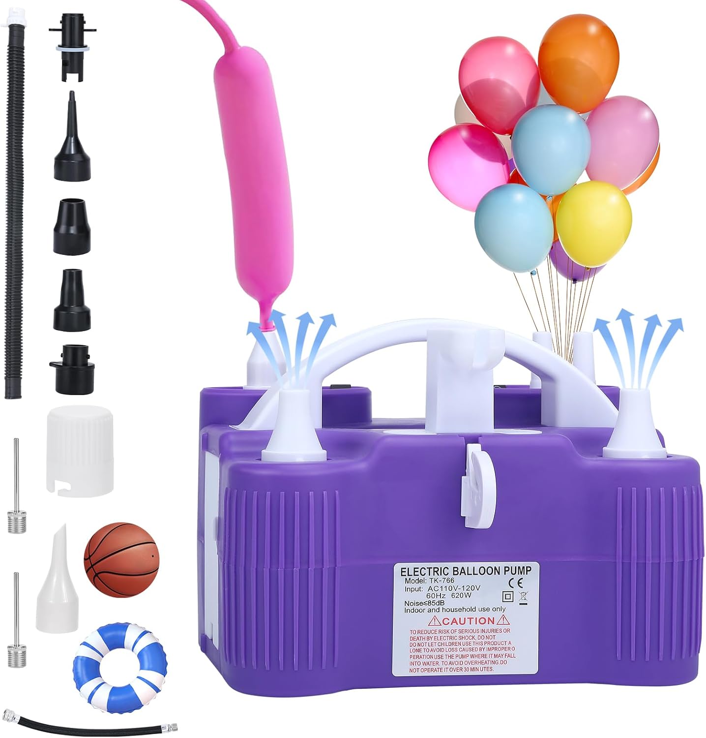 Electric Balloon Pump, 4-in-1 Portable Electric Air Pump for Inflatables, Balloons and Sports Ball, Balloon Inflator for 260q,Foil, Latex Balloons