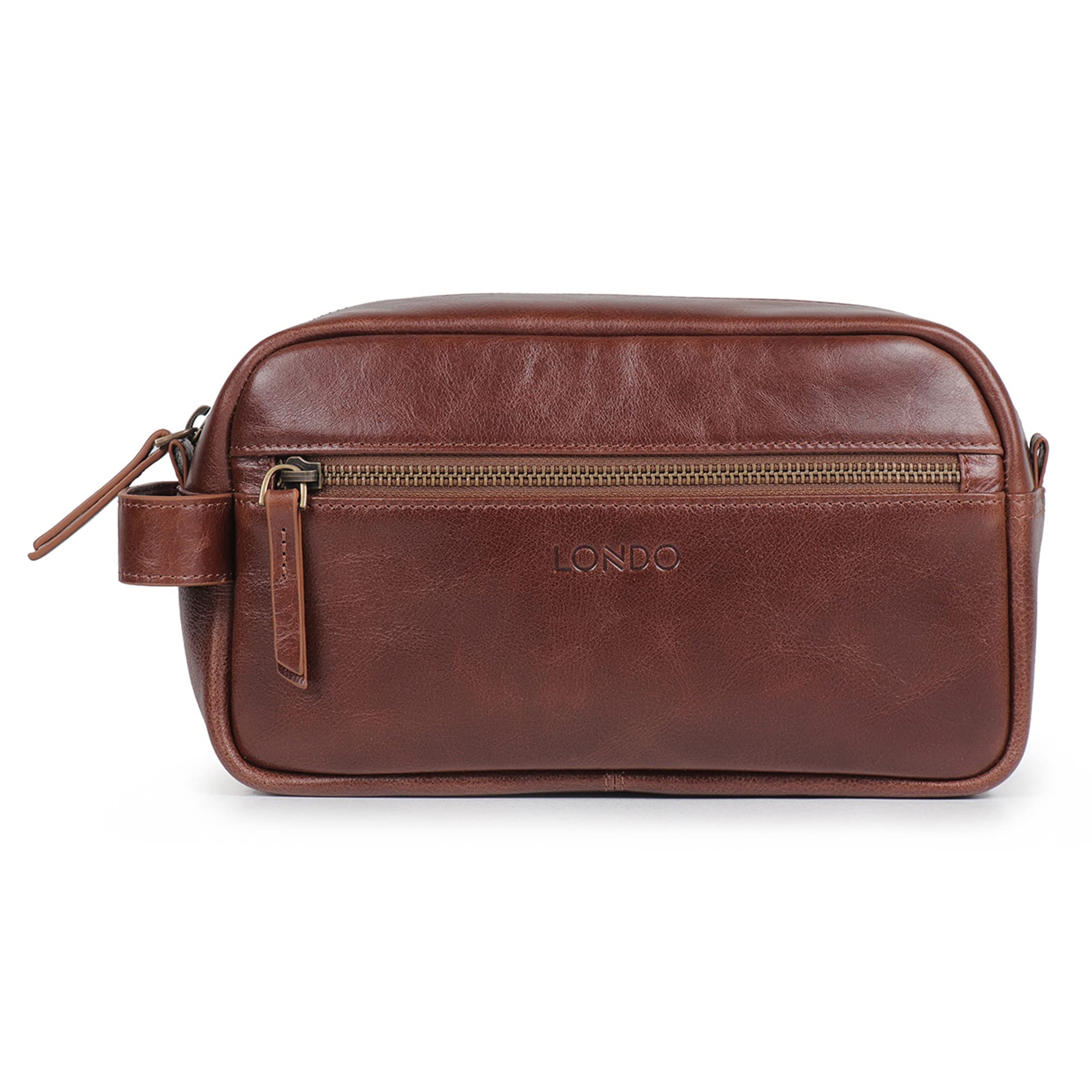 Londo Dopp Kits - Borsa organizer da viaggio in vera pelle, per trucchi, rasatura, unisex