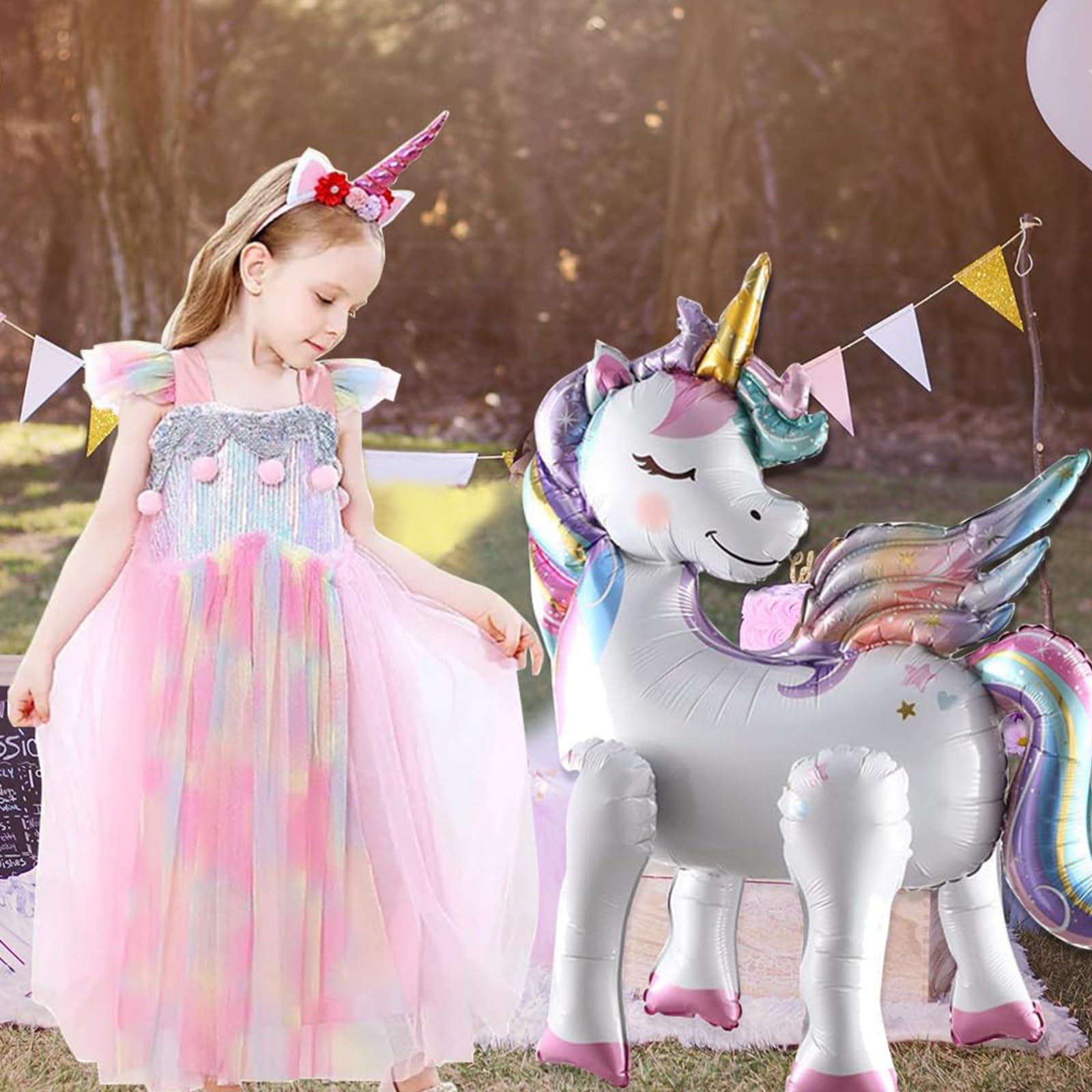 Pied De Licorne VIKY® Ballons Licorne 3D - Ballon En Aluminium - Licorne Decoration Anniversaire Stitch