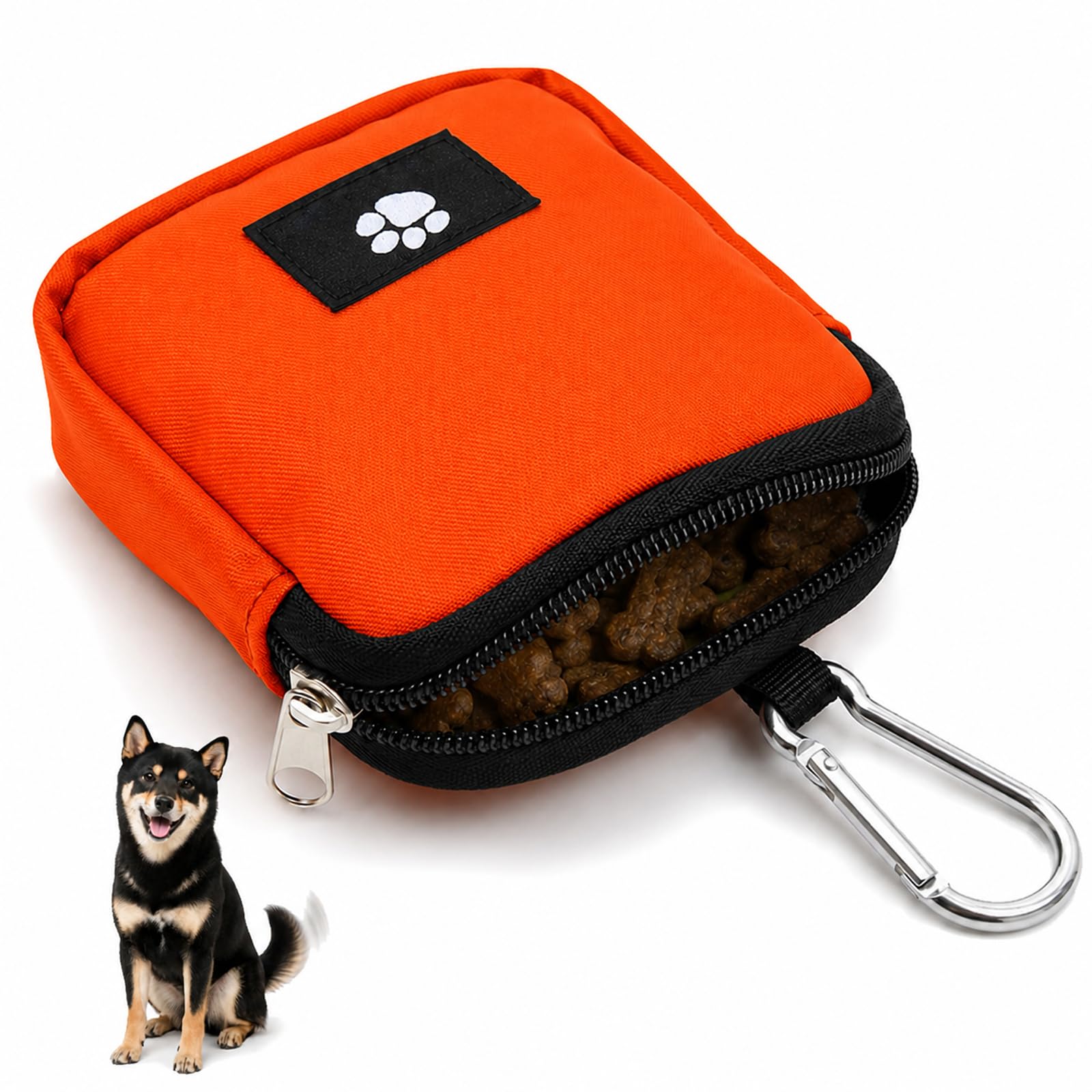 JILLICK Dog Training Pouch, Zip Fastening, Belt Clip, Orange-Red, 1-Pack
