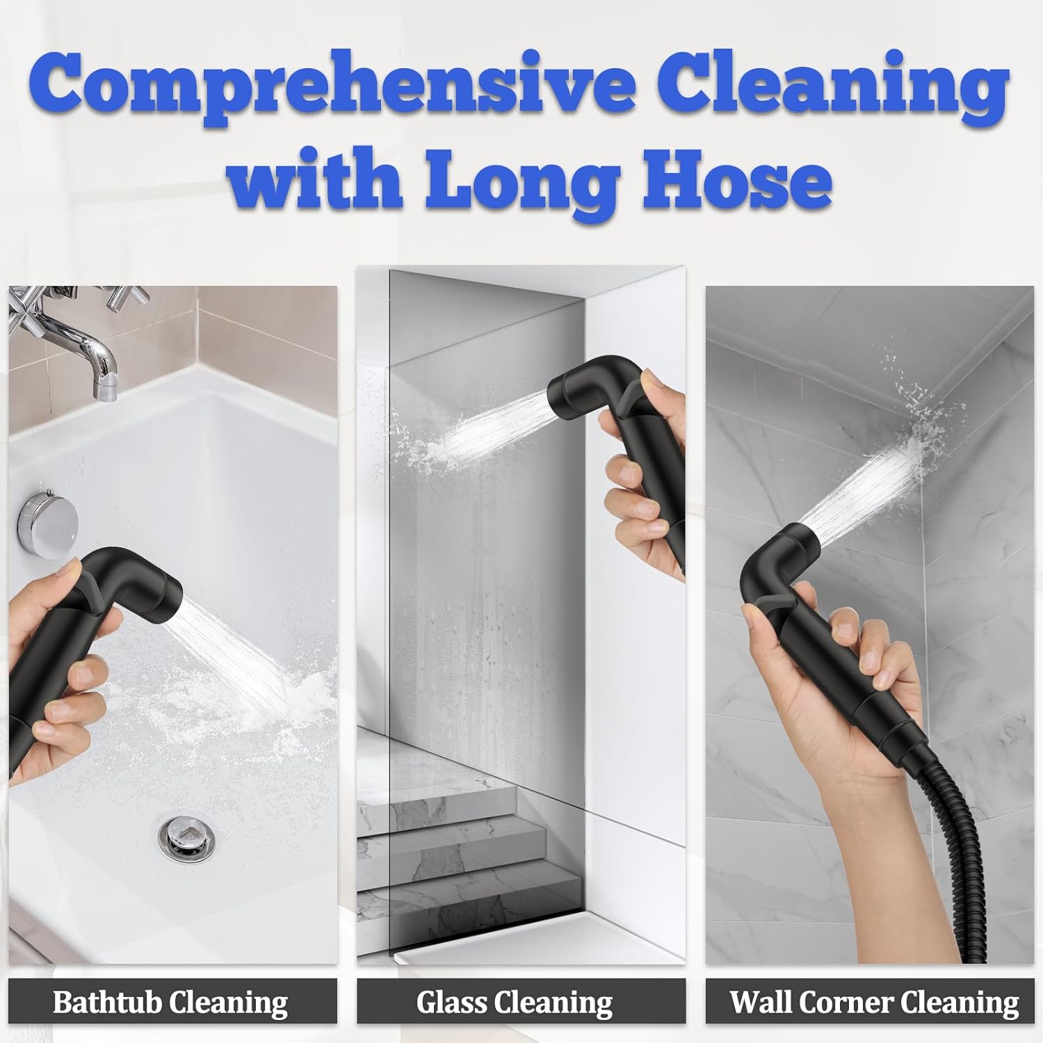 Dog Shower Attachment Metal, YDmeet Pet Shower Attachment for Fast and Clean Pet Bathing and Dog Washing, 83 Inch Hose and Shower Holder, Brass 3-Way Diverter, Adjustable Pet Shower Sprayer, Black