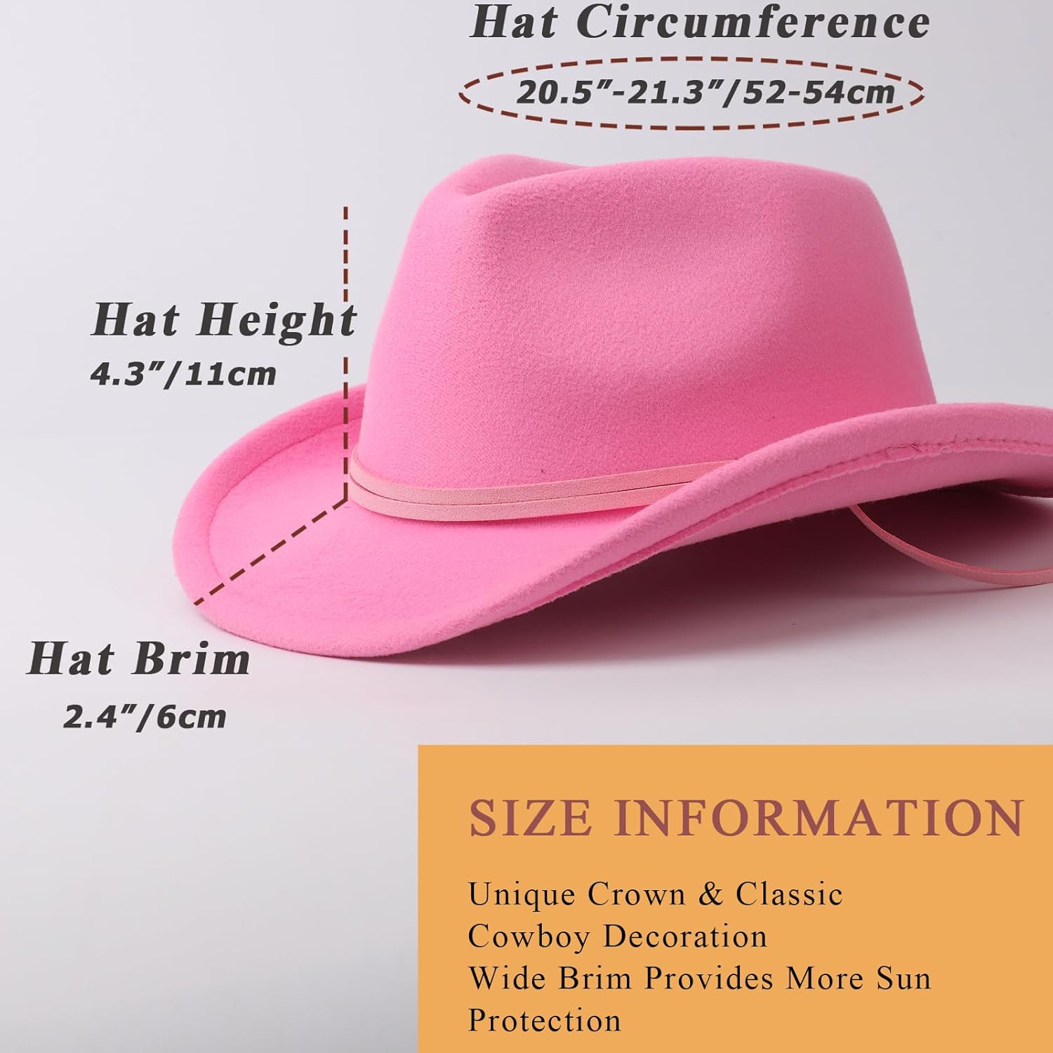 BQUBO Kids Cowboy Hat Boys Girls Western Cowboy Cowgirl Hat Unisex Classic Belt Buckle Felt Fedora Hats for 3-12Y - Image 7