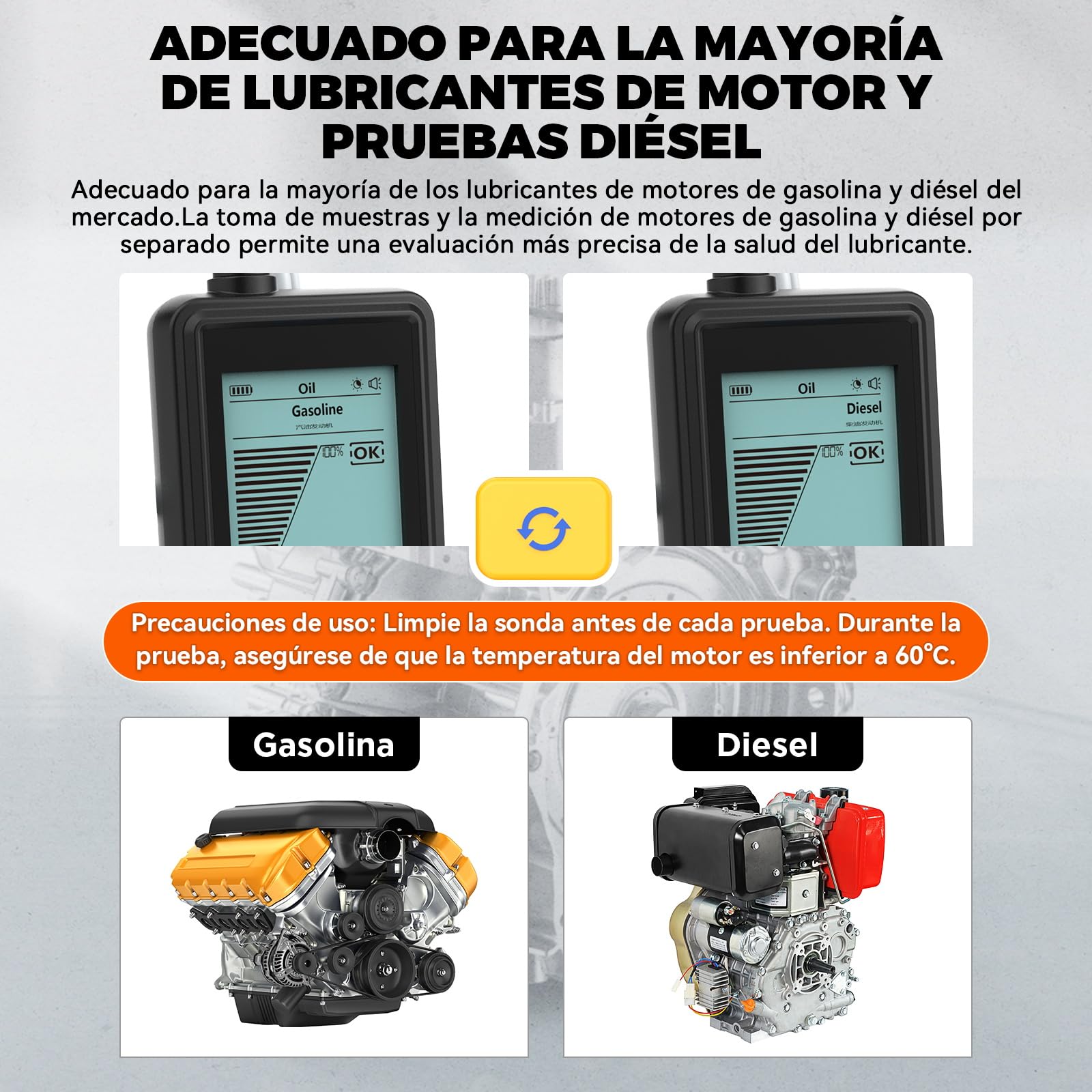 AS503 Comprobador de Aceite para Motores de Gasolina y Diésel, Probador de Calidad de Aceite, Analizador de Aceite de Motor para Coche, Detector de Transmitancia y Temperatura,Alertas Sonoras