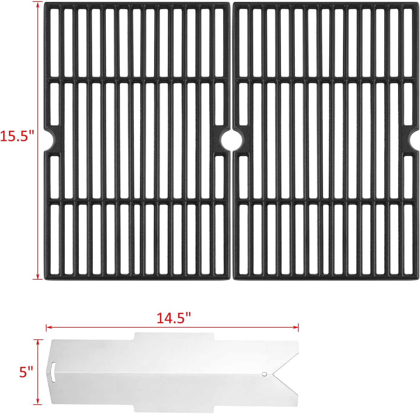 DGF350CSP Grill Grates Heat Tent Parts for Dyna Glo 2 Burner Grill Parts DGF350CSP-D DGF350SNP Grill Replacement Parts GBC1932L Blue rhino Grill Parts 3 Burner Grates Heat Shield 70-01-634 70-01-635