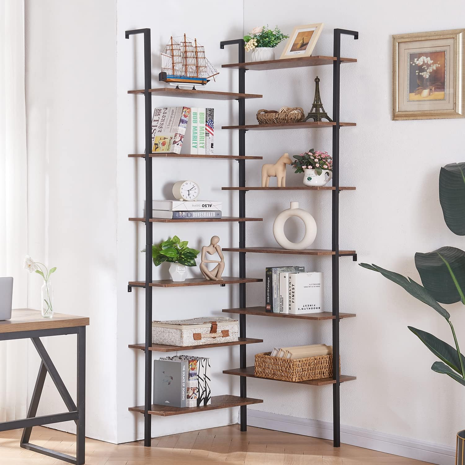 Buy HOMISSUE Bookshelf,12Tier L Shaped Bookshelf, Double Wide Corner