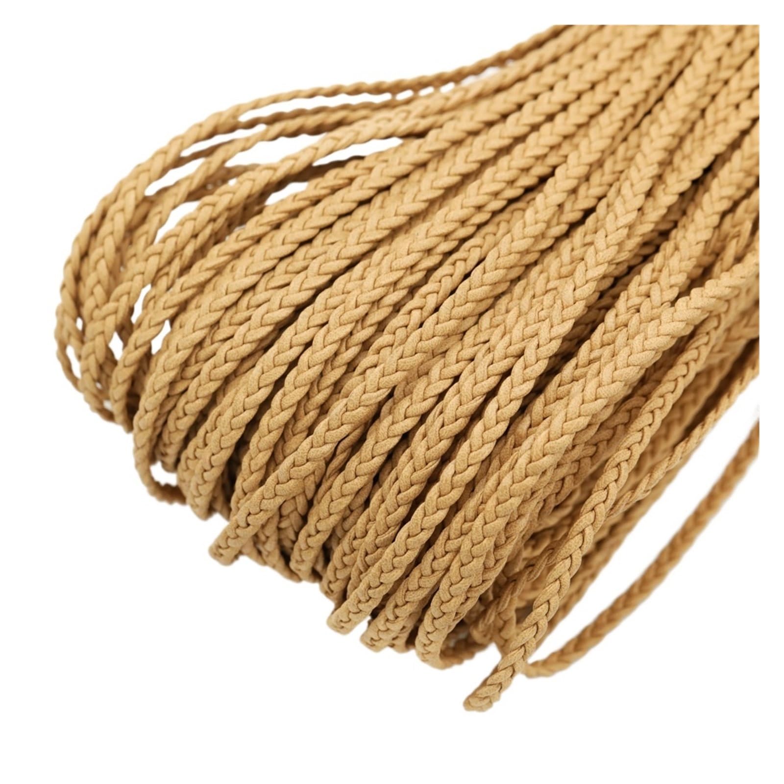 Genuine Braided Leather Cord 2meters 4mm Flat Braided Leather Bracelet Findings Cord String Rope DIY Necklace Making(Khaki)