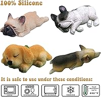 Vista 2 de Molde de silicona para perro dormido, Corgi, Bulldog Francés, para pasta de goma, azúcar, caramelo de chocolate, decoración de tartas, juego de 4