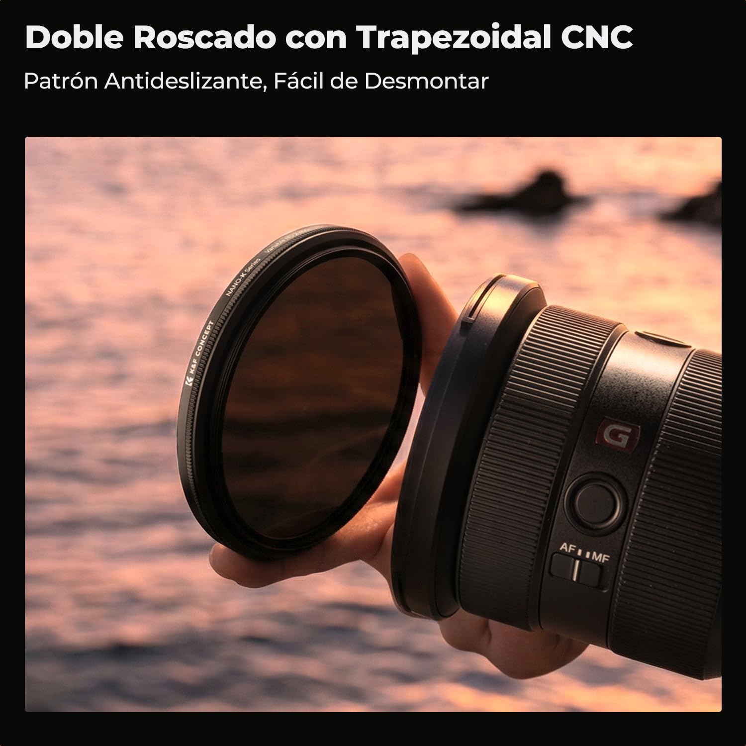 K&F Concept Nano-K Filtro Variable ND2-400 (1-9 Pasos) de Rosca Vidrio óptico con Nano-Revestimiento de 18 Capas para Objetivo 72mm