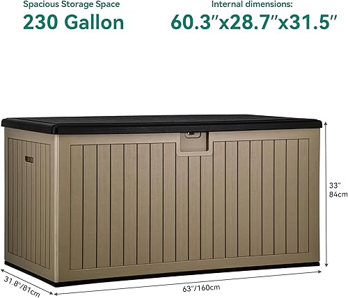 Vista 8 de YITAHOME Caja grande de cubierta de 230 galones con divisor y asas laterales, almacenamiento de doble pared al aire libre para cojines de muebles