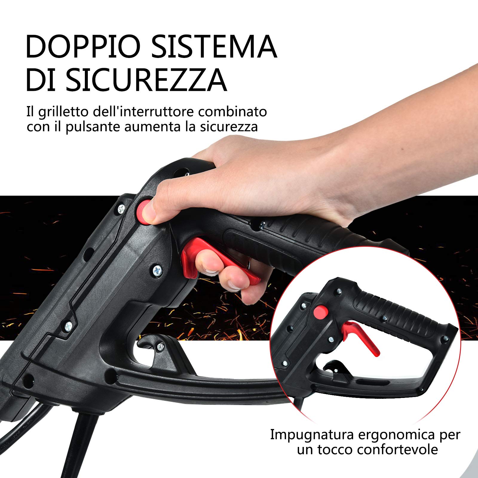 COSTWAY Motozappa Elettrica 1200W/1500W, Zappatrice Elettrica con Maniglia Pieghevole, Ruote Regolabili, 4/6 Lame, Velocità 365/400 PRM, Profondità 22 cm, Larghezza 35/43 cm (Rosso, 1200 W)