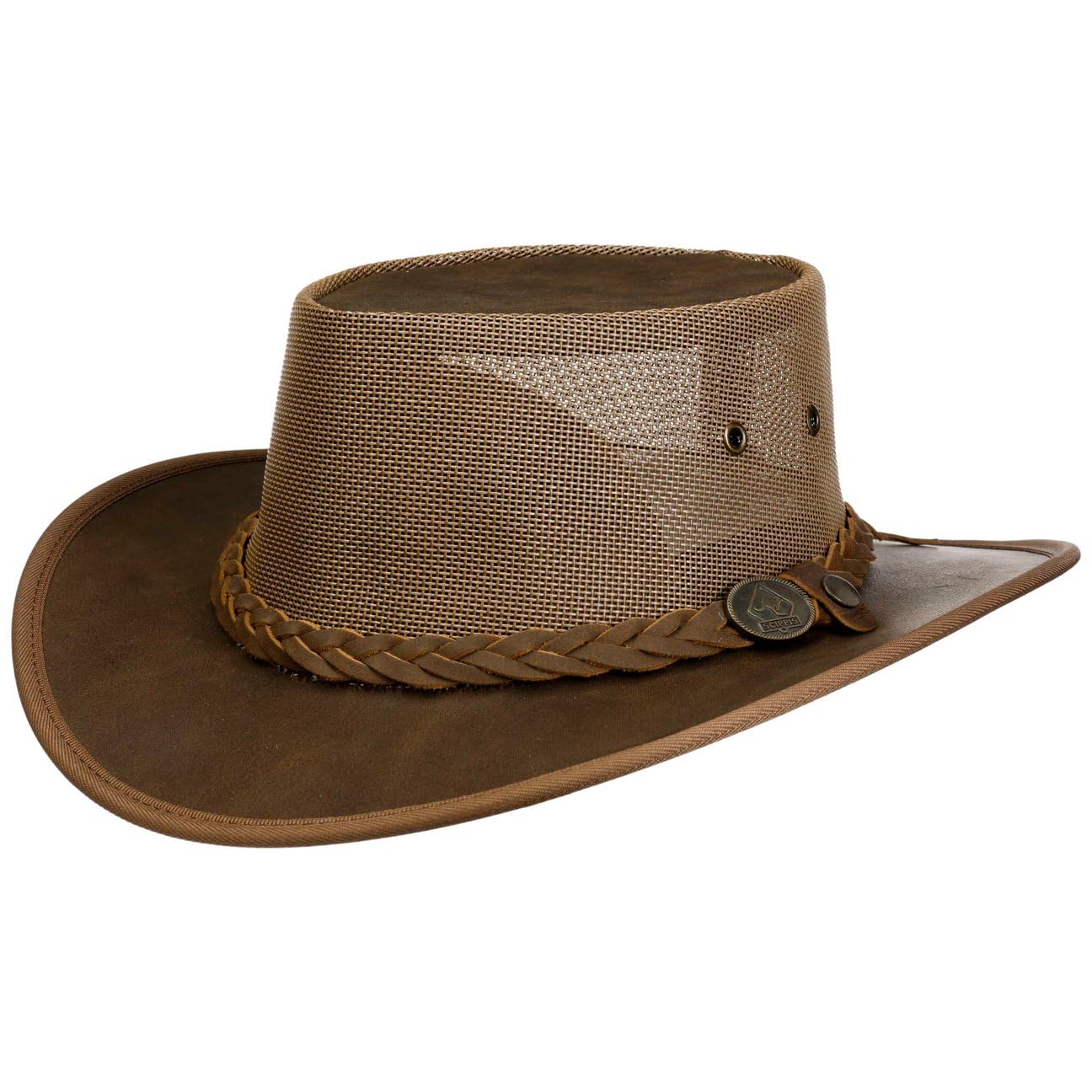 Scippis Kapelusz Skórzany Brandon Mesh CrownKobiety/Mężczyźni - Made in Australia e skóry bydlecej kowbojski Z paskiem skórzanym, skórzanym Zima