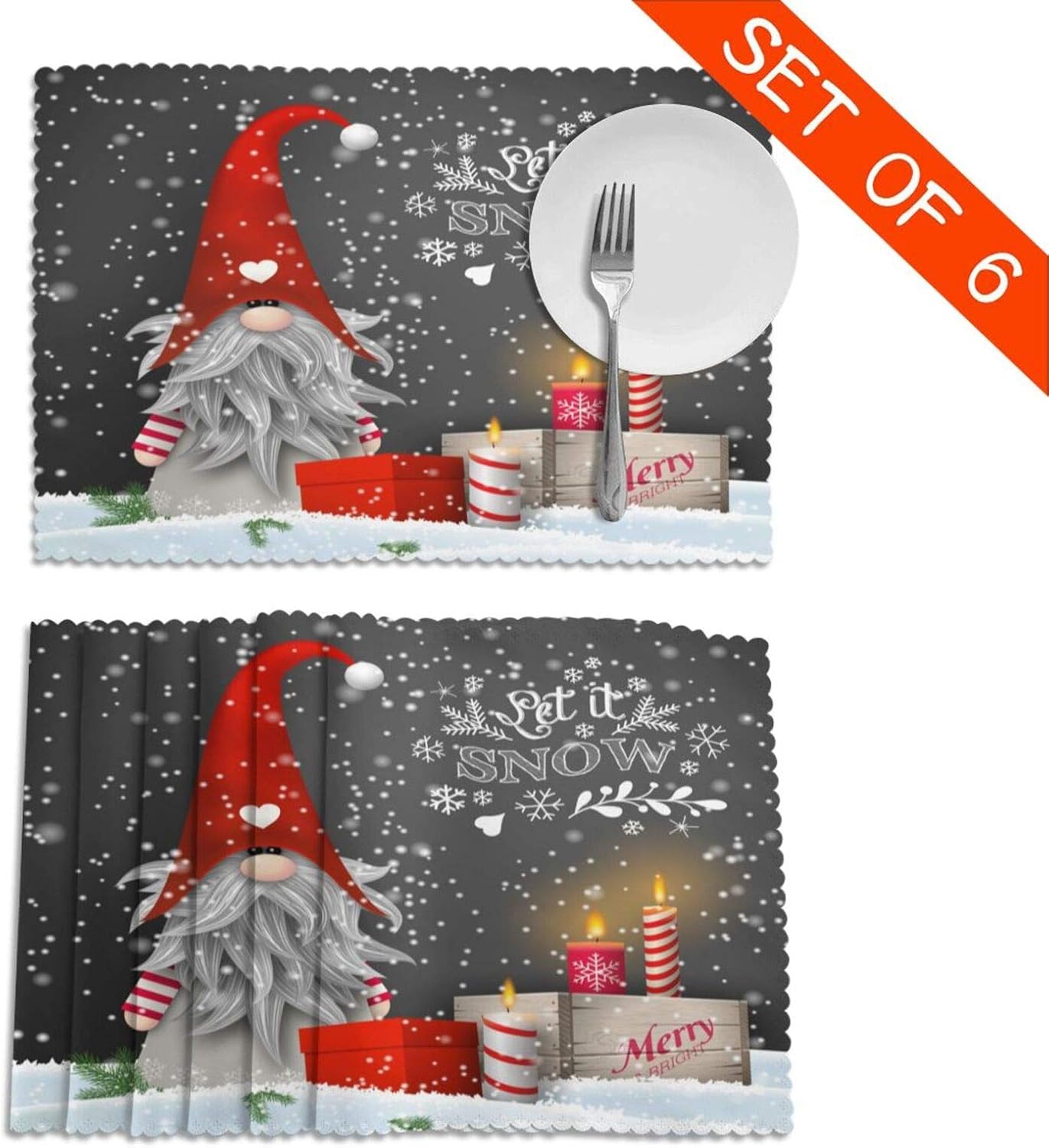 Buу 1 gеt 1 Merry Christmas Gnome Placemats Set of 6 Xmas Gifts Winter Snowflakes Table Mats Anti-Skid Washable Heat Resistant Place Mats Party Kitchen Decorations 12 X 18 inch