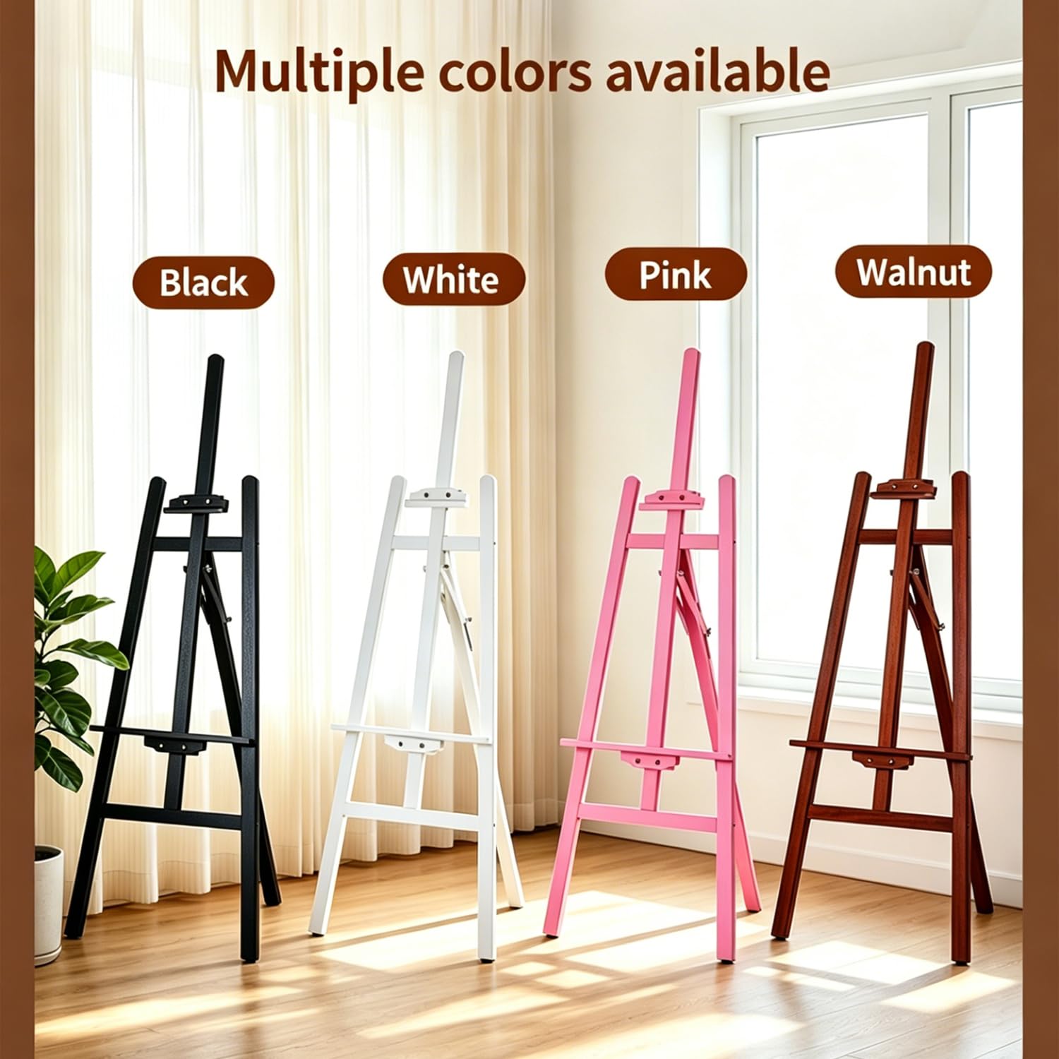 Caballete Madera，Caballete De Madera Natural De 150 Cm,Soporte Profesional Para Lienzo, Adecuado Para Niños y Adultos,Apto Para Pintura Acrílica,Óleo,Etc.,Herramienta De Arte Portátil (2, Nogal)
