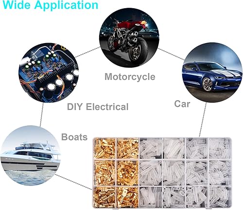 Miniatura 7 de Kinstecks 600 piezas de conectores de espada de alambre de 0.110 in, 0.189 in y 0.248 in, macho y hembra, bloque de terminales de empalme rápido con