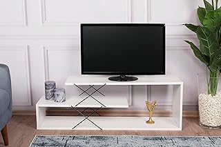 Elegante soporte para TV de color blanco, 120 cm de ancho, 40 cm de alto, 30 cm de profundidad | 100 % melamina revestida de partículas, 18 mm de grosor | múltiples estantes para una sala de estar