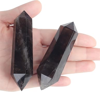 YATOJUZI 3.5" Healing Crystals Wand Smoky Quartz Hexagonal Crystal Points Natural Crystals and Healing Stones Large for Meditation Divination Reiki Energy Balancing 1PCS
