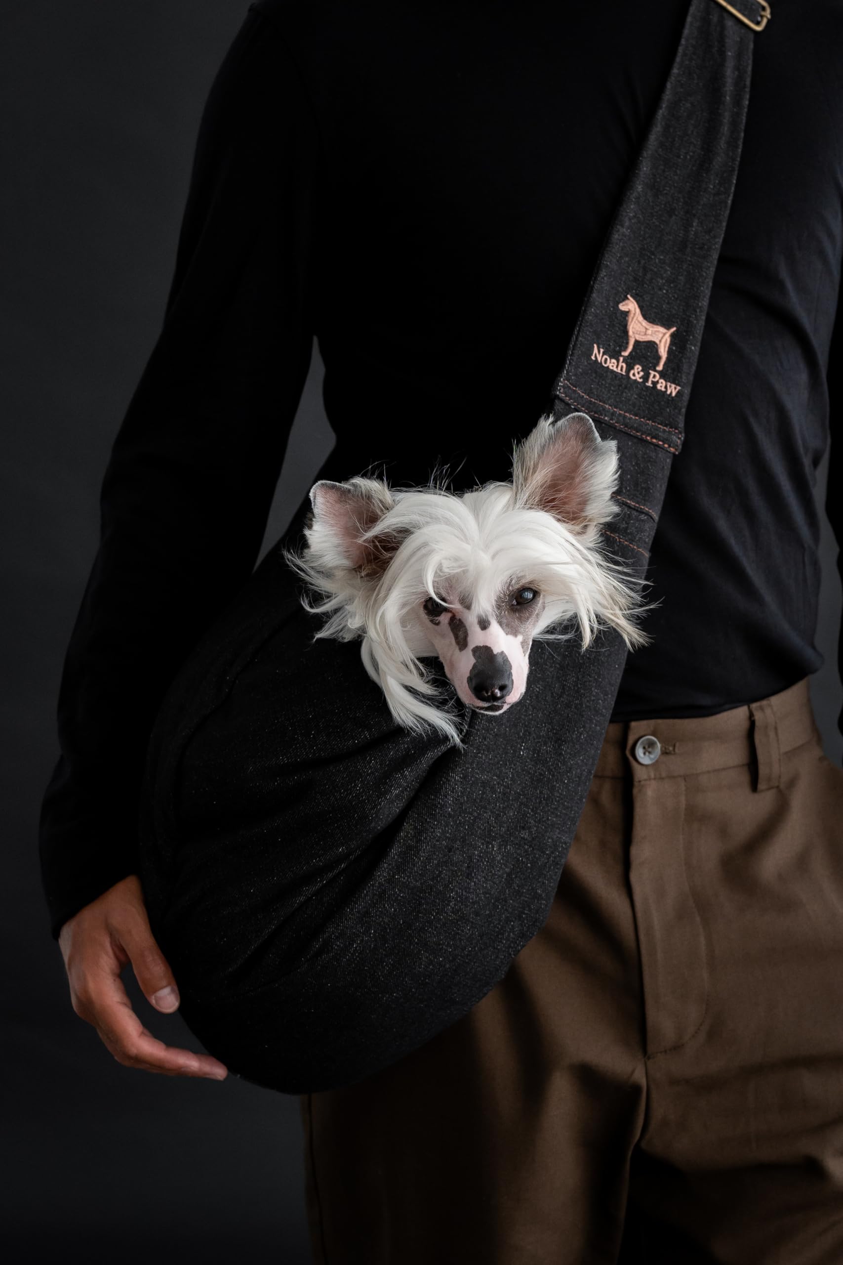 Noah & Paw Bandolera transportin Perro 1,5-5 kg, transportin Gato pequeño, Bolsa Transporte Ajustable para Mascotas, Doble función de Seguridad, Fabricado en Denim Premium.