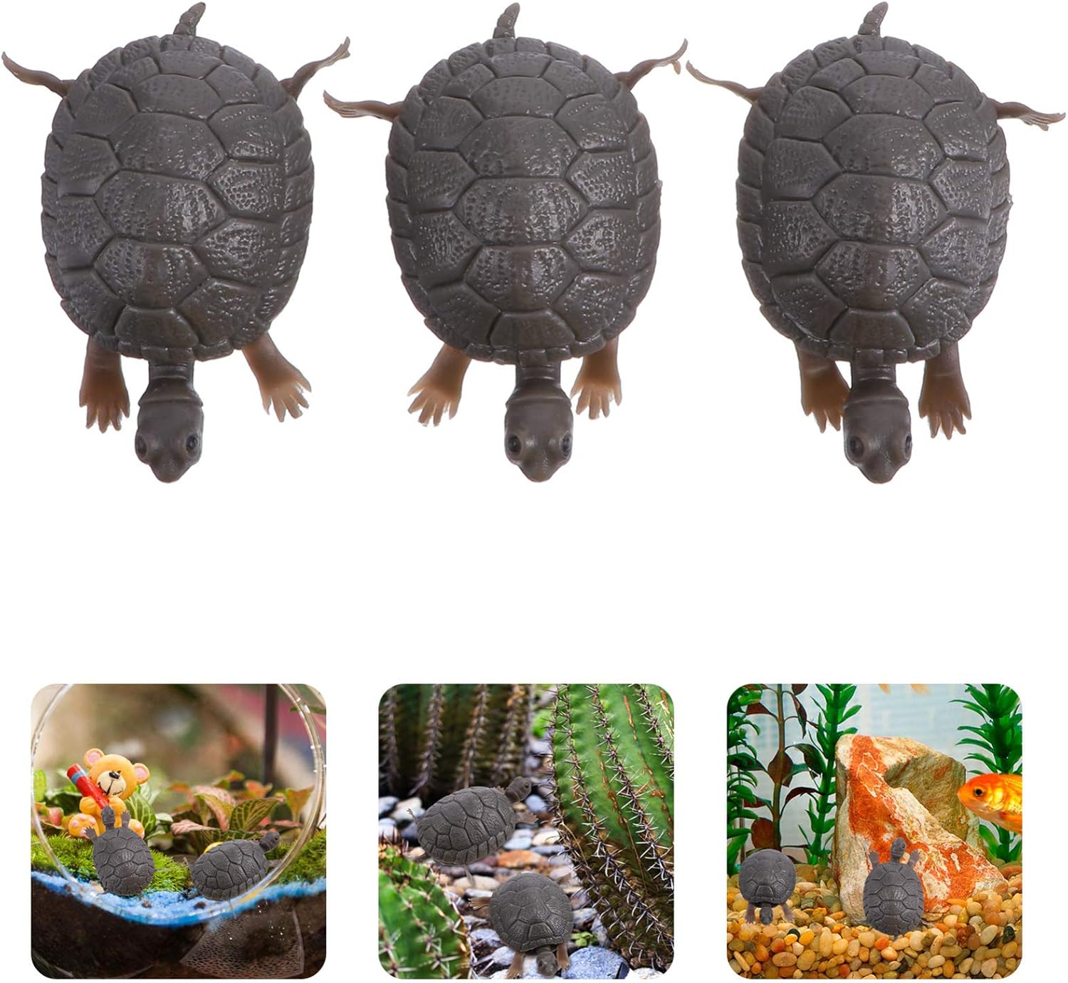 balacoo 3pcs Aquarium Plastic Animals Turtle Swimming Fish Tanks Sculpture Fake Turtle Figurine Aquarium Fish Tank Landscape Ornament Artificial Animal Decoration