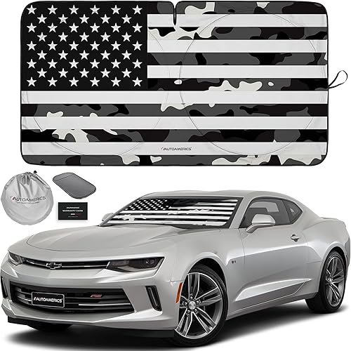 Miniatura 32 de Autoamerics Parasol de Parabrisas de Una Pieza - Parasol Cromado Líquido Plegable para Ventana Delantera de Auto para Carros SUV Camión - Protector