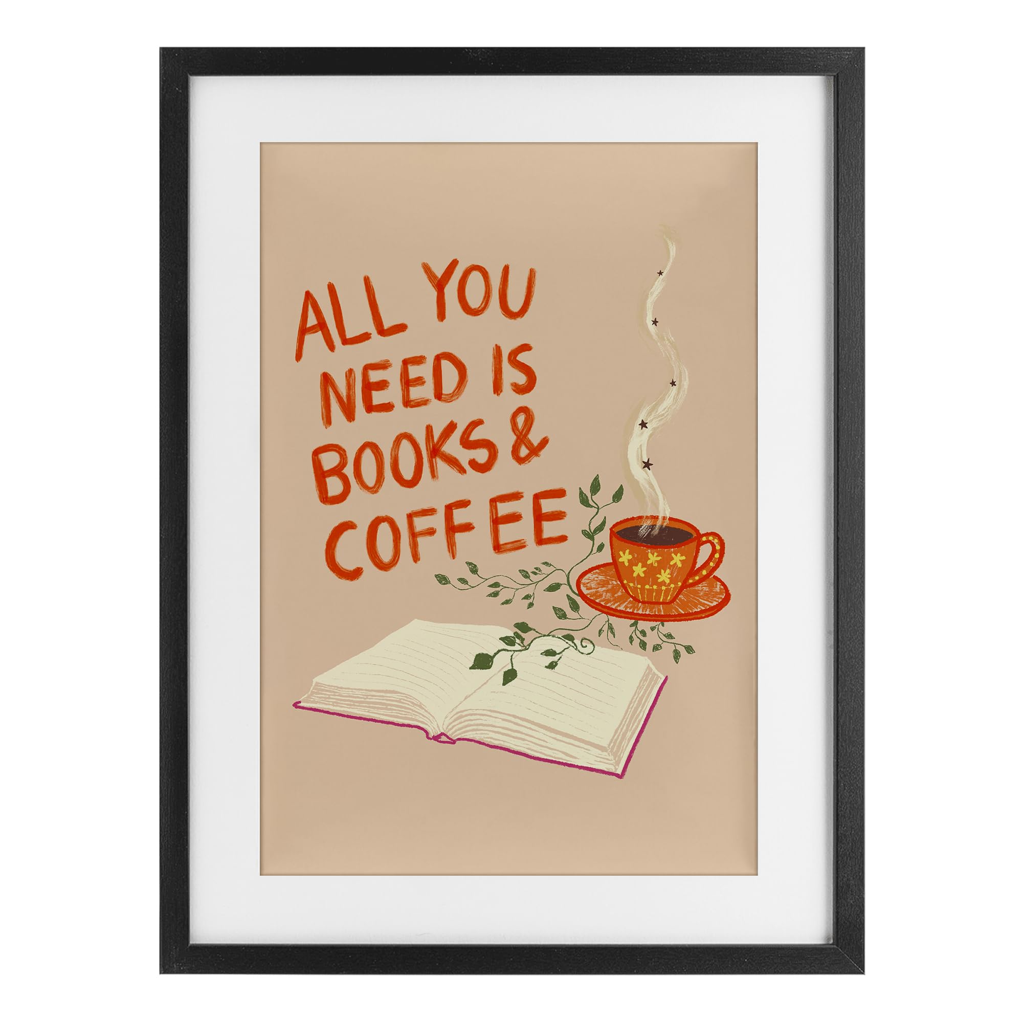 Déco Need Books & Coffee Stupell Industries Florentina Dolci cadre gris