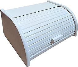 Wooden bread bin with sliding lid in dense wood - Large - WHITE