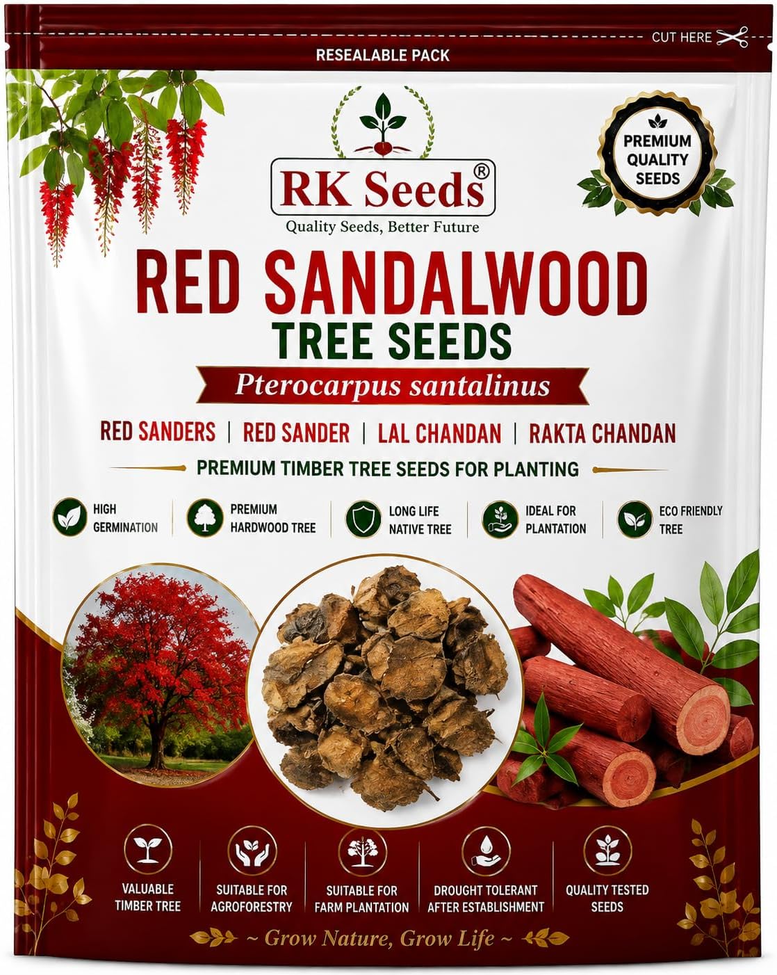 Red Sander seeds,Lal Chandan,Rakta chandan, Pterocarpus santalinus, Red Sander, Redsandal wood Tree Seeds for planting (100 gm, 100.00, gram)