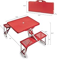 Vista 2 de PICNIC TIME Mesa de picnic plegable, mesa de camping, mesa al aire libre con agujero para paraguas with Umbrella Hole