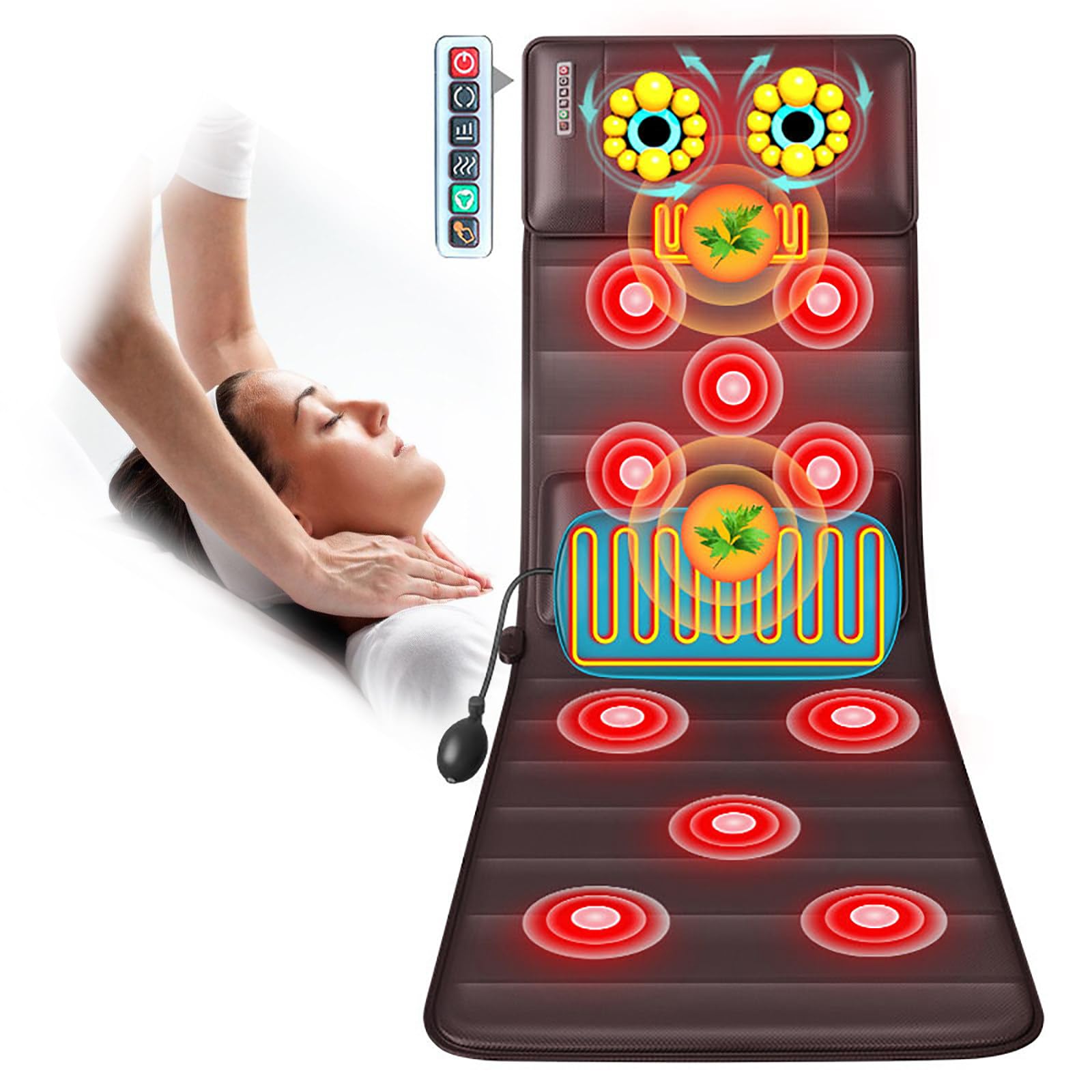 Genérico Esterilla de Masaje para Cuerpo Completo, 9 Modos de Masaje, Personaliza tu Experiencia de Masaje con Varios Modos e intensidades Masajeador de Espalda, Cuello y Hombros