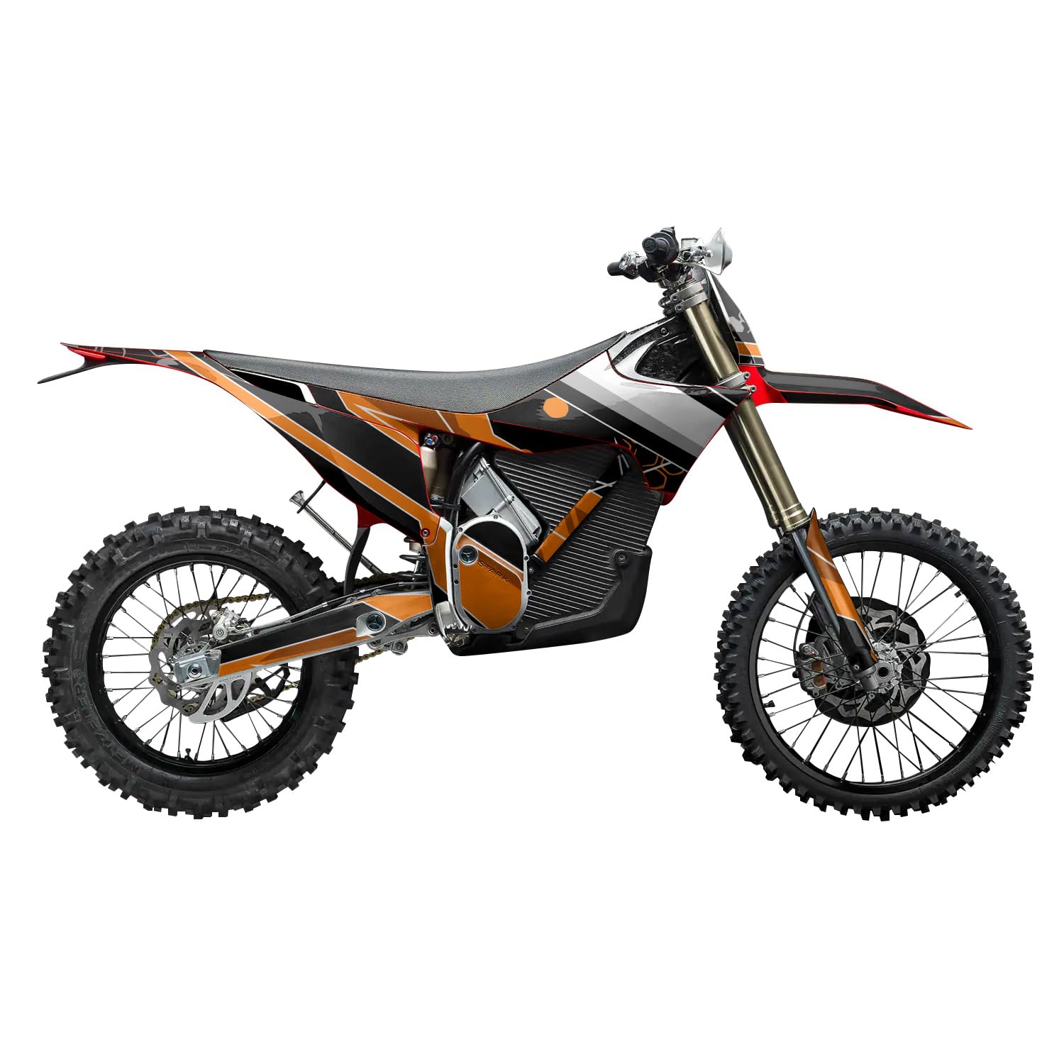 Stark Varg MX 2023-2025 Graphics Kit Wrap - Racing Chaos Orange - Varg MX Skin - Premium 3M Vinyl Protective Wrap Decal Cover - Easy to Apply | Crafted in The USA by MightySkins