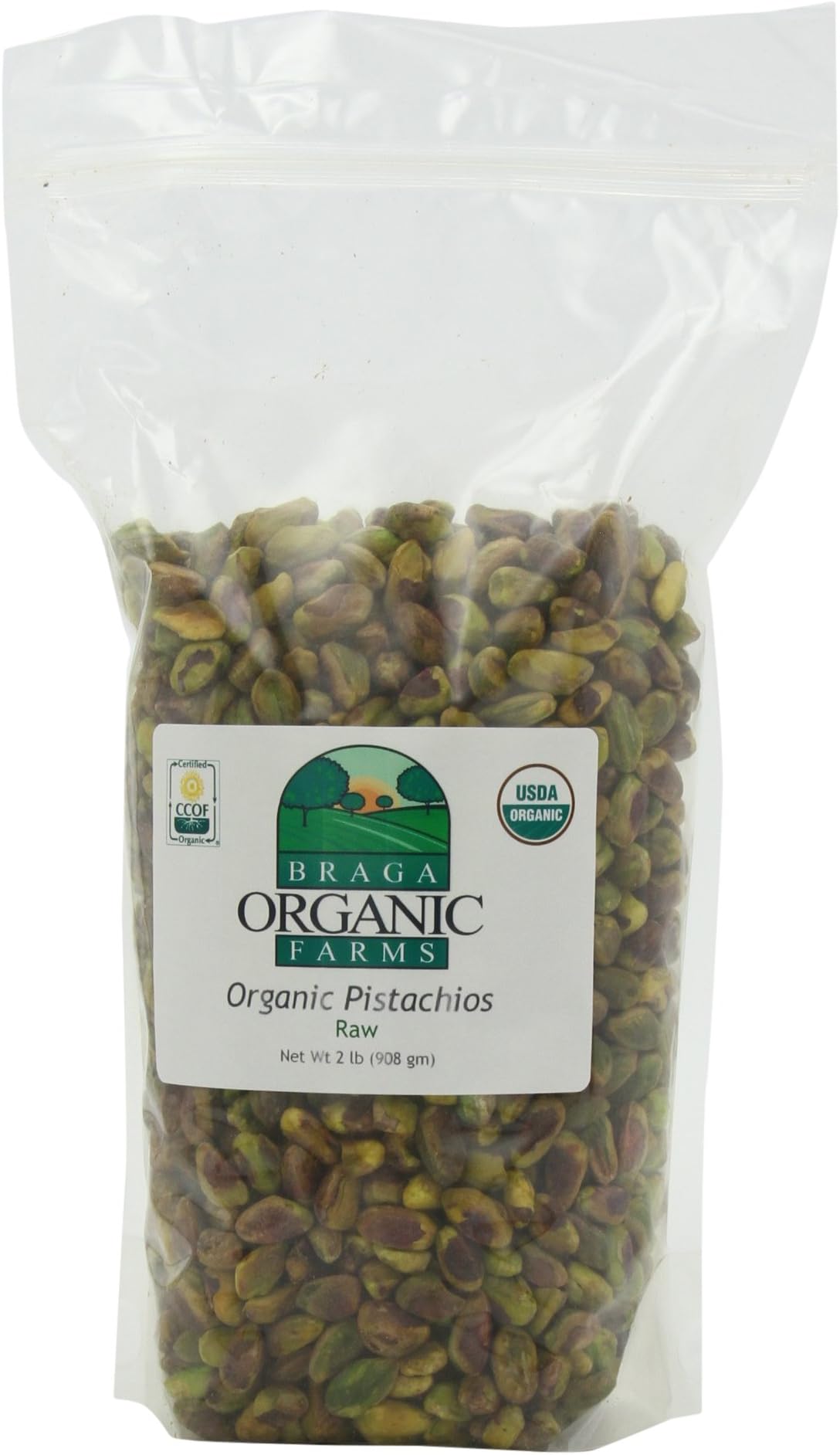 Braga Organic Farms Organic Raw Pistachios Kernels 2 lb. bag