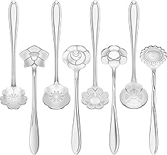 Tempaky 8 peças colher de flor conjunto de colher de chá de café talheres de aço inoxidável criativo colher de chá colher de chá colher de mexer colher colher de mexer, 8 padrões diferentes (coloridos)