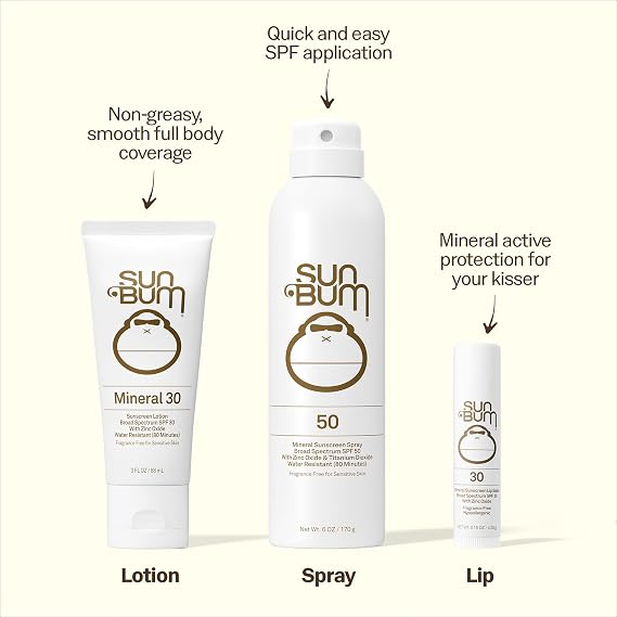 Sun Bum Mineral SPF 50 Sunscreen Body Lotion - Broad Spectrum Moisturizing Sunscreen with Vitamin E - Vegan and Hawaii 104 Act Compliant (Made without Octinoxate & Oxybenzone) - Travel Size - 3 oz