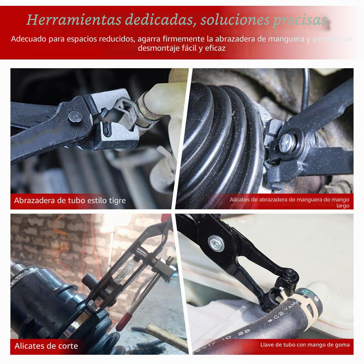 Juego de 4 Alicates Abrazaderas Coche Profesional con Alicate circlips Alicate Corte Alicates Tubos Acero Carbono Alta Resistencia para Abrazaderas Metalicas para Tubos Ferramentas Mecanica Auto