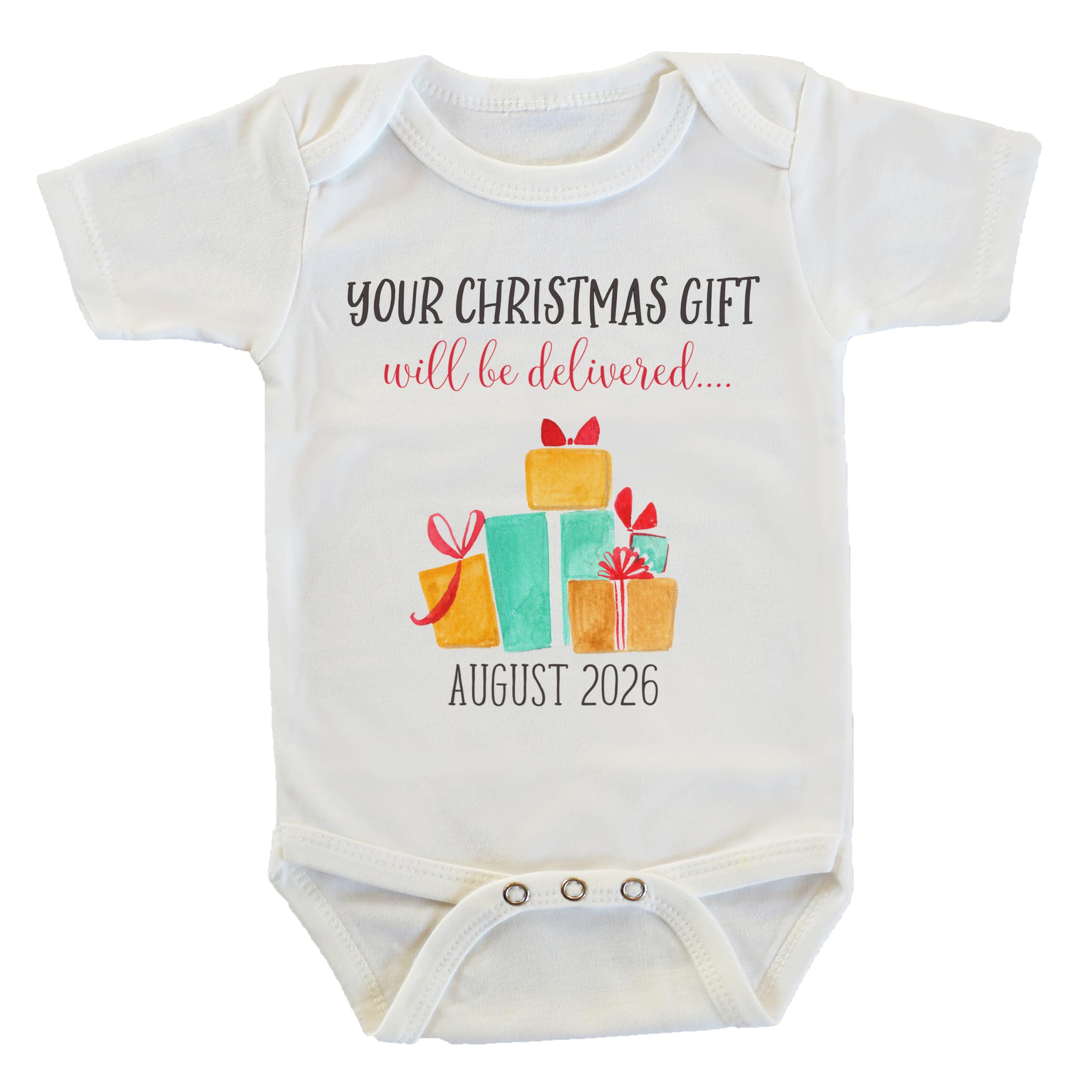 Witty and Bitty Your Christmas Gift Will Be Delivered Baby Pregnancy Reveal Onesie Parents Grandparents Family
