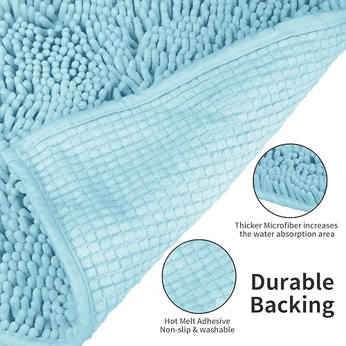 Miniatura 5 de ZiYiJuan Alfombras de baño, felpilla de lujo súper absorbente, azul claro, 20x20_17x24_20x32