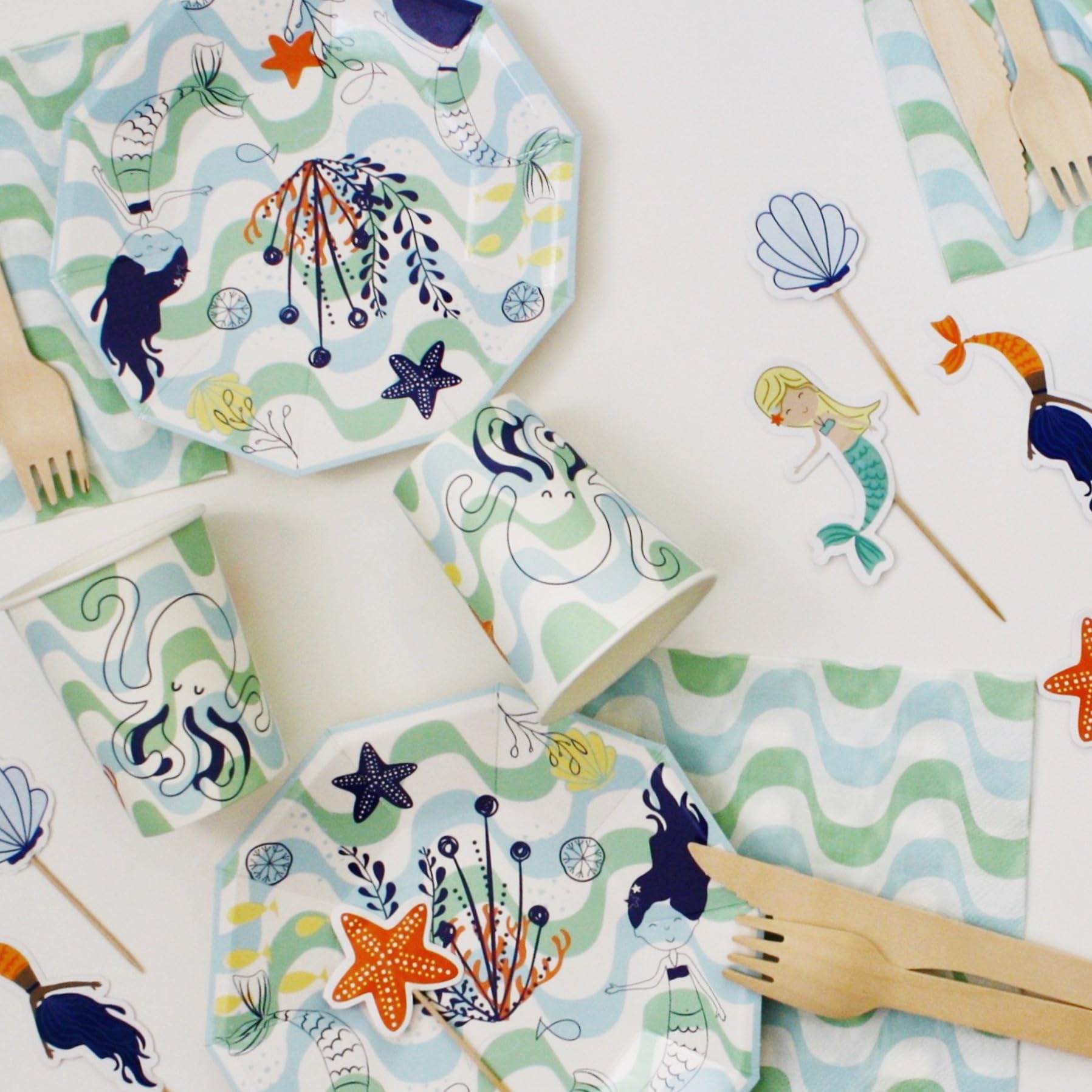 Pc336704 Lot De 8 Assiettes En Papier Motif Sirène[H2116