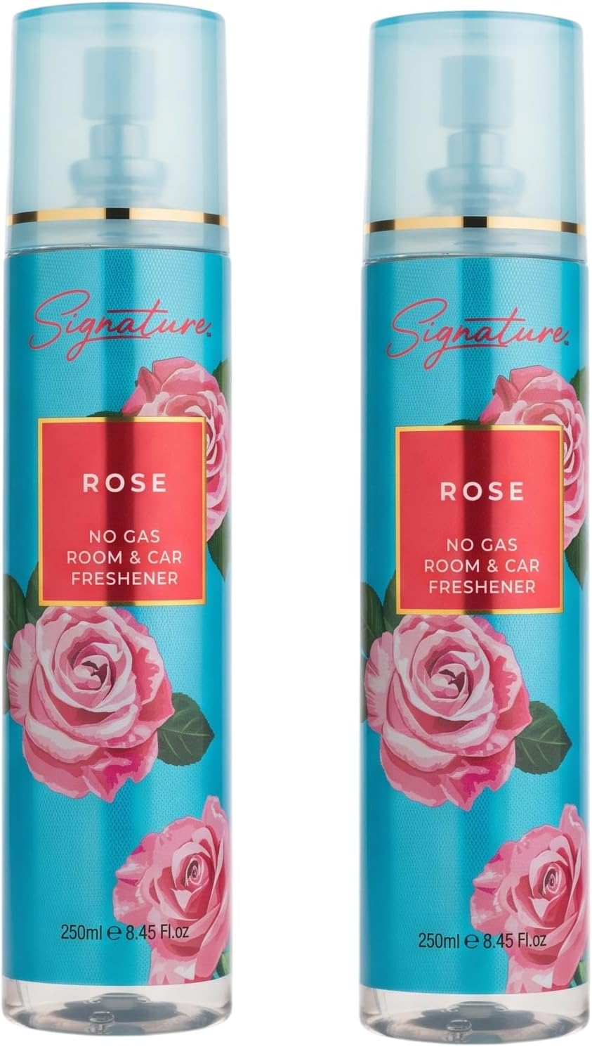 Signature Rose No Gas Air Freshener - 250 ml each | Instantly freshenes the area | Removes bad odour | Use anywhere in home, room & car | Revitalizing & long lasting aroma | Pack of 2
